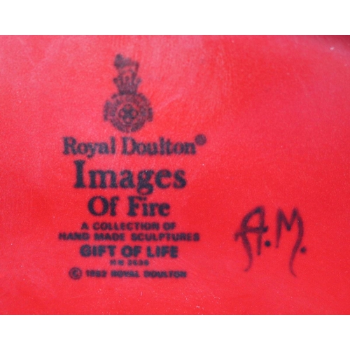 195 - Royal Doulton Images of Fire Gift of Life Signed AM - NOTE: ear has been re-attached