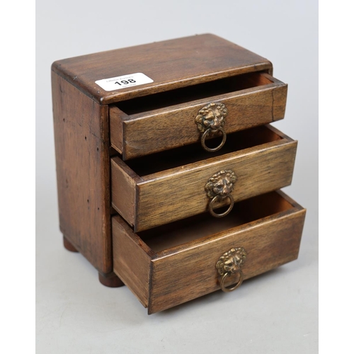 198 - Small chest of 3 drawers - Approx W: 15cm D: 9cm H: 17cm