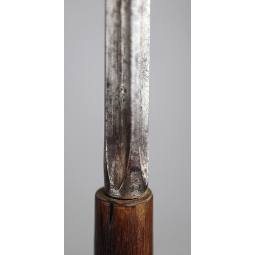 228 - Hallmarked silver horn handled swordstick with unusual cruciform blade - Overall length approx 82cm