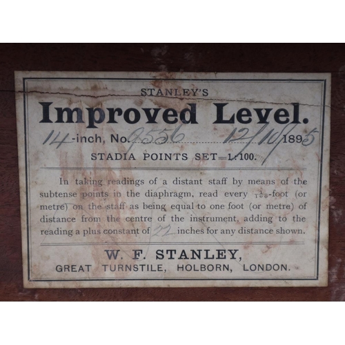 245 - Theodolite in original box marked W.F. Stanley & Co, London 37/490 29th November 1937