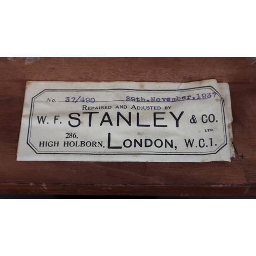 245 - Theodolite in original box marked W.F. Stanley & Co, London 37/490 29th November 1937