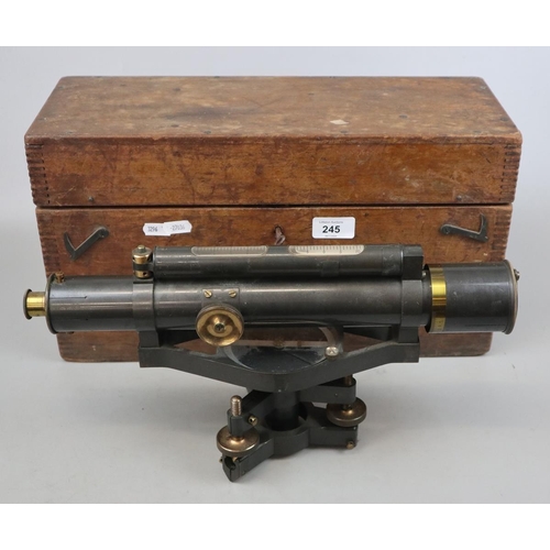 245 - Theodolite in original box marked W.F. Stanley & Co, London 37/490 29th November 1937