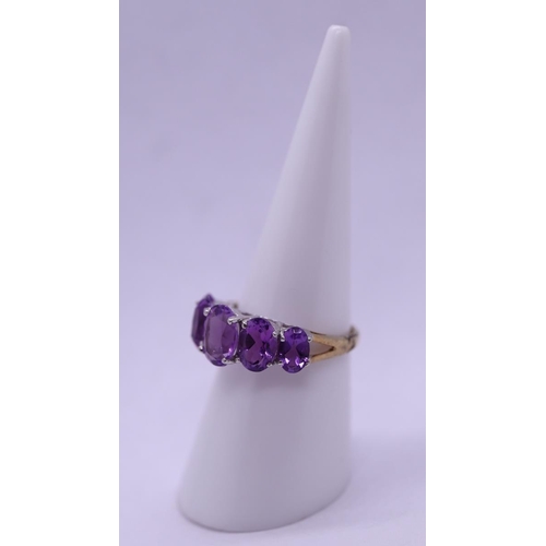 25 - Silver and amethyst set ring - Size M