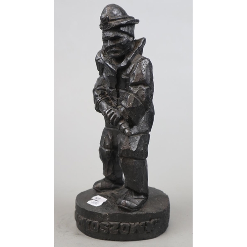 251 - Polish miner figure possibly carved from coal - Approx H: 30cm