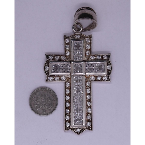 27 - Large silver stone set cross