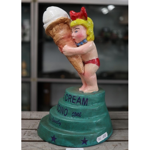 296 - Advertising figurine - Ice-cream with a Faccino cone 'It's Lovely' - Approx H: 31cm