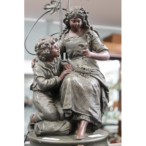 297 - Spelter figures lamp