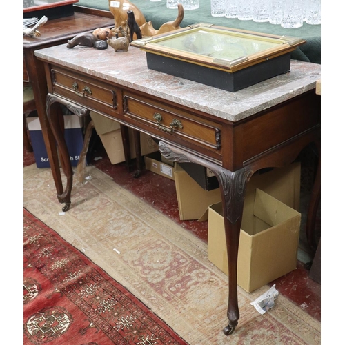 310 - Mahogany marble topped console table - Approx W: 107cm D: 48cm H: 74cm