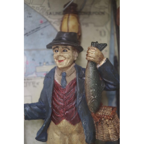 312 - Cased fishing diorama