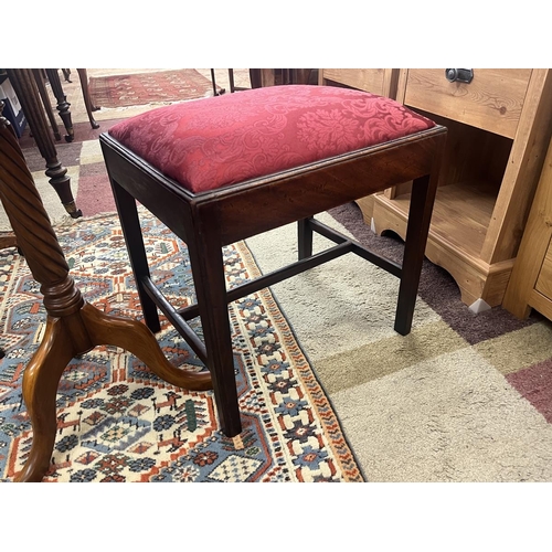 317 - Upholstered stool together with wine table