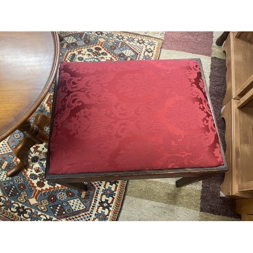 317 - Upholstered stool together with wine table