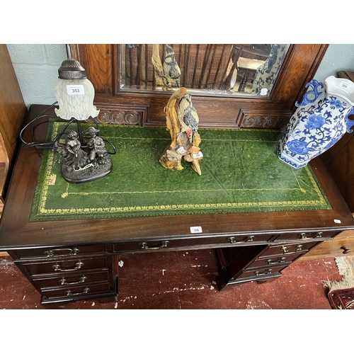 356 - Leather topped pedestal desk - Approx W: 122cm D: 59cm H: 74cm