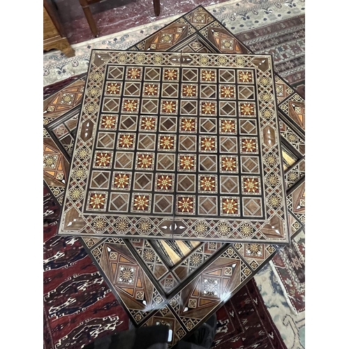 364 - Fine Syrian games table with mosaic inlay with mother-of-pearl