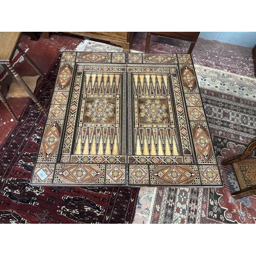 364 - Fine Syrian games table with mosaic inlay with mother-of-pearl