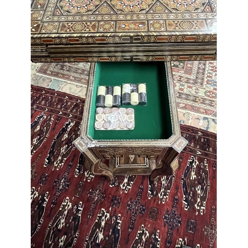 364 - Fine Syrian games table with mosaic inlay with mother-of-pearl