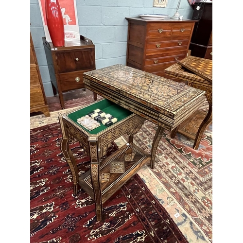 364 - Fine Syrian games table with mosaic inlay with mother-of-pearl