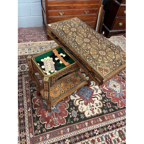 365 - Fine Syrian games table with mosaic inlay with mother-of-pearl