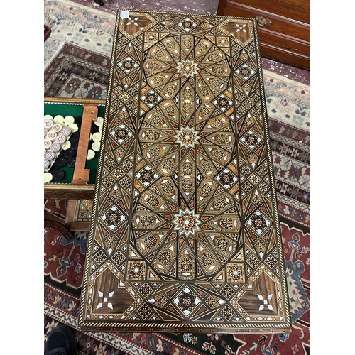 365 - Fine Syrian games table with mosaic inlay with mother-of-pearl