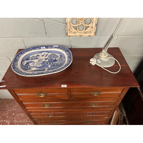 377 - Edwardian mahogany chest of 2 over 3 drawers - Approx W: 103cm D: 49cm H: 102cm