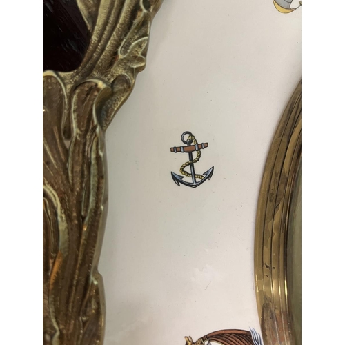 380 - Ornate ship themed porcelain and gilt mirror