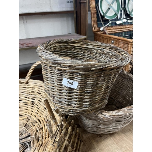 389 - Collection of wicker baskets