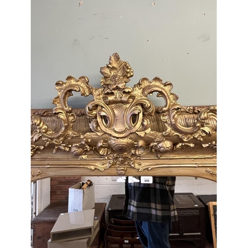 406 - Antique Rococo large gilt framed mirror - Approx size 140cm x 181cm