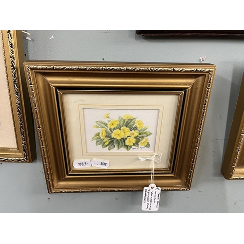 416 - Set of 3 original botanical watercolours by Madge Rule