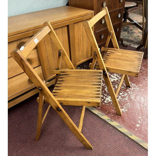 419 - 2 folding teak chairs