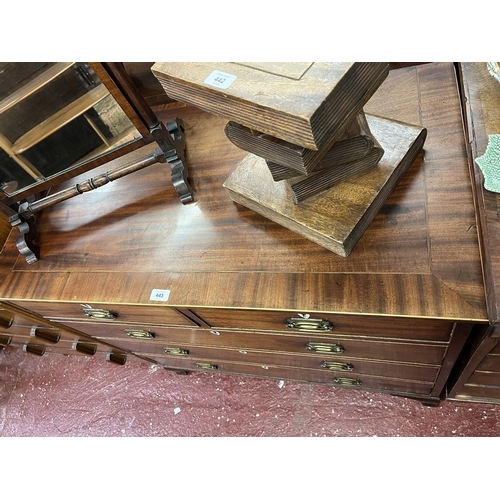 443 - Inlaid chest of 2 over 3 drawers on ogee feet - Approx W: 98cm D: 51cm H: 92cm