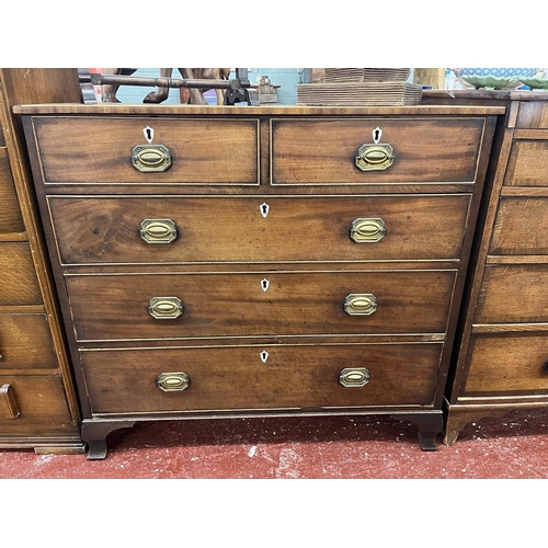 443 - Inlaid chest of 2 over 3 drawers on ogee feet - Approx W: 98cm D: 51cm H: 92cm