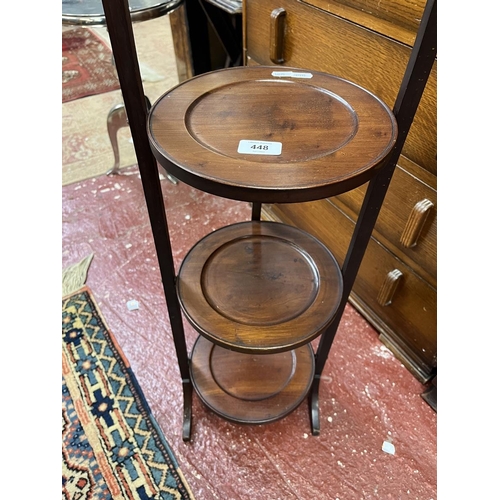 448 - Mahogany 3 tiered folding cake stand