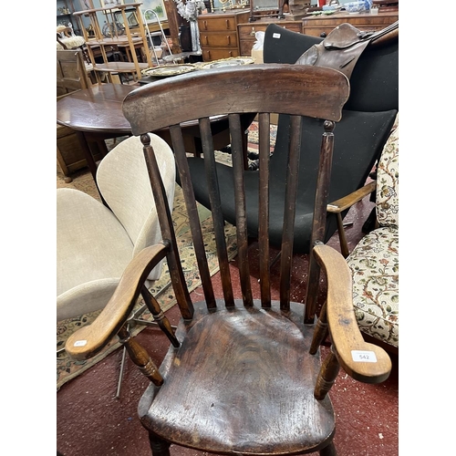 542 - Elm seated slat back Windsor armchair 