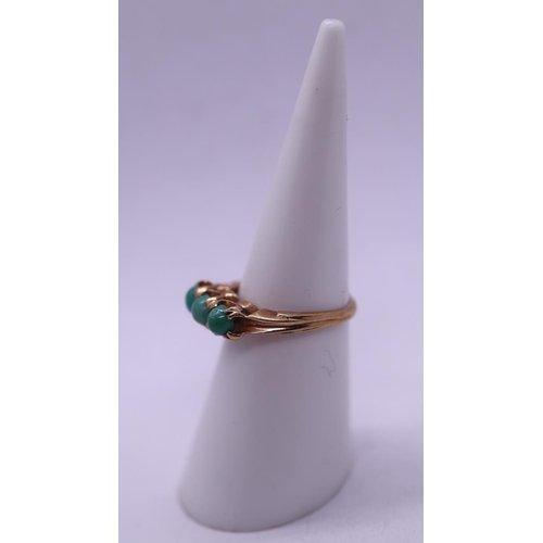 73 - Gold ring set with turquoise - Size J