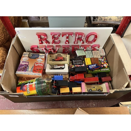 175 - Collection of sweet related items to include mostly die cast vehicles etc.