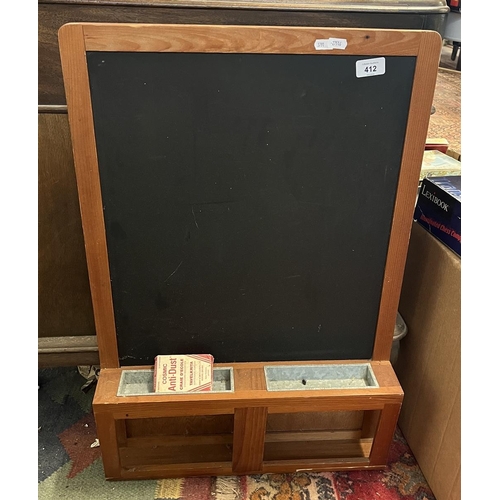 412 - Vintage chalk board & chalks