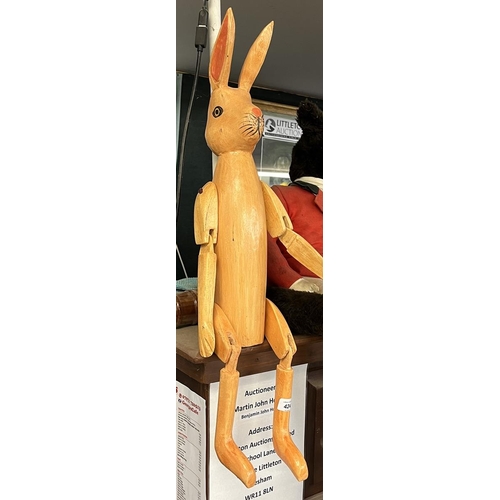 424 - Articulated rabbit figure - Approx H: 74cm