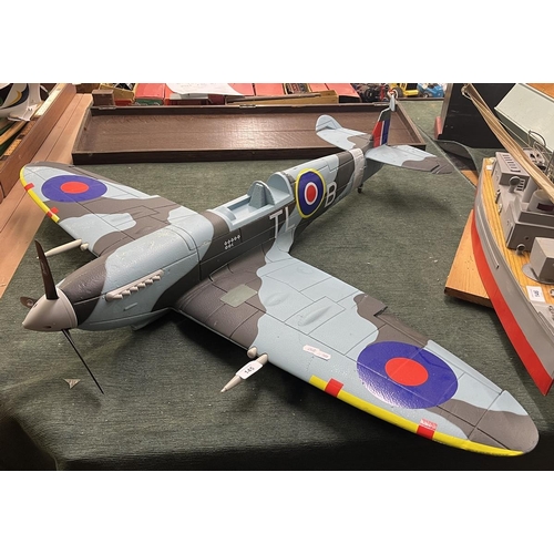 145 - Spitfire & 3 other model aircraft with servers & engines