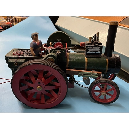 158 - Large scratch built model of a steam engine and wagons