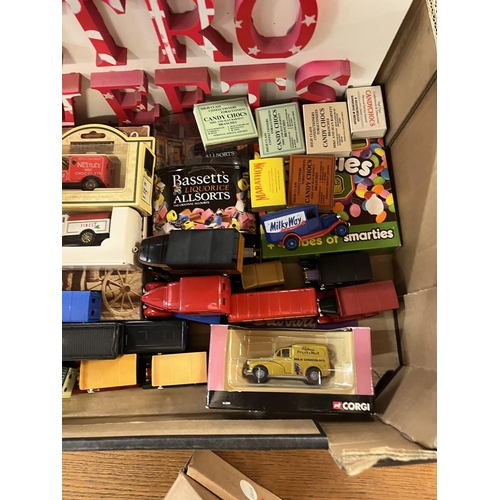 175 - Collection of sweet related items to include mostly die cast vehicles etc.