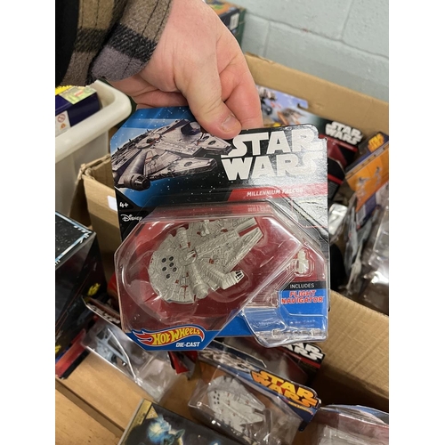 201 - Good collection of Star Wars Hot Wheels vehicles and ships in original boxes together with other Sta... 