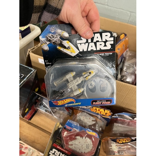 201 - Good collection of Star Wars Hot Wheels vehicles and ships in original boxes together with other Sta... 