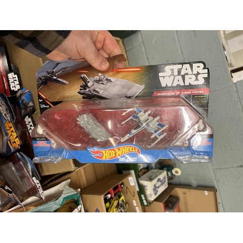 201 - Good collection of Star Wars Hot Wheels vehicles and ships in original boxes together with other Sta... 