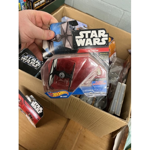 201 - Good collection of Star Wars Hot Wheels vehicles and ships in original boxes together with other Sta... 