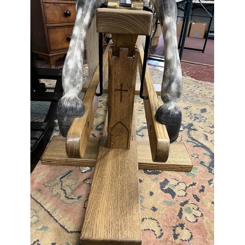 218 - Fine quality rocking horse with leather saddle and real horse hair in excellent condition