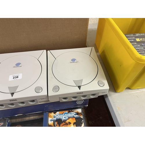 236 - 3 Sega Dreamcast consoles together with accessories and games