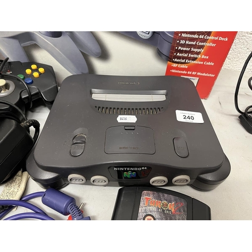 240 - Nintendo 64 in original box with games