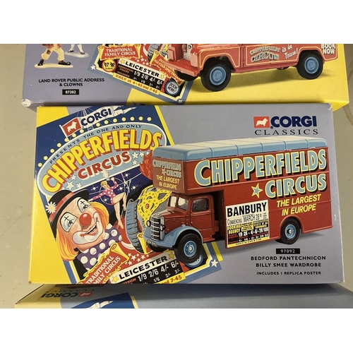 263 - Collection of Corgi Chipperfields Circus die cast vehicles in original boxes to include circus poste... 