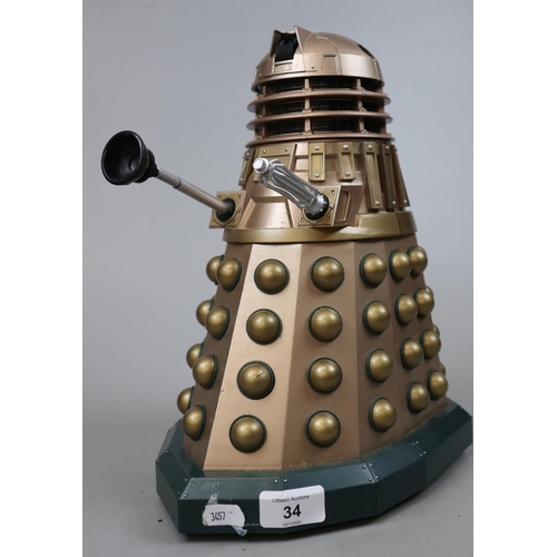 34 - Doctor Who 2005 Bronze Dalek A/F - missing eyestalk and dome lights