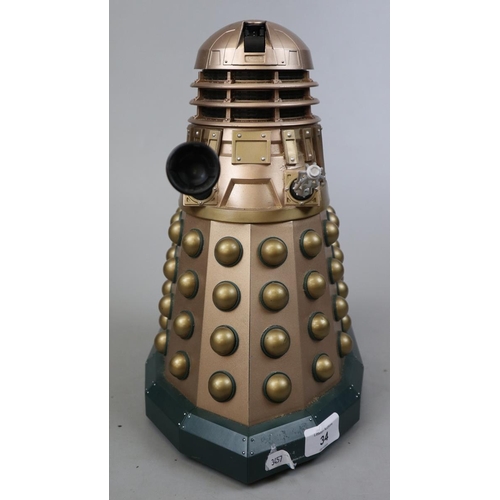 34 - Doctor Who 2005 Bronze Dalek A/F - missing eyestalk and dome lights