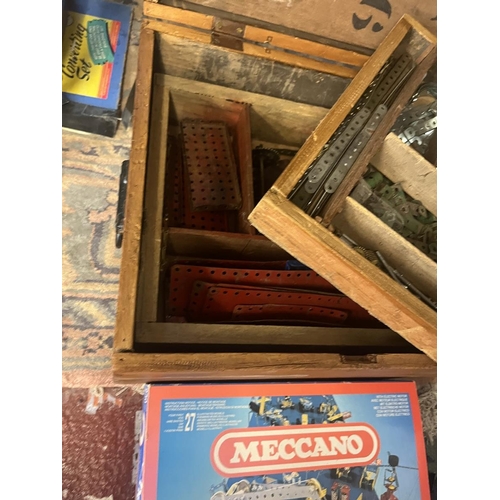 410 - 2 Meccano sets, 1 in wooden case